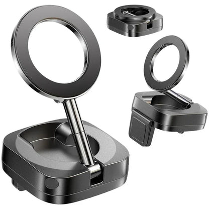 Support magnétique de voyage pour téléphone portable, support magnétique puissant pour téléphone portable compatible MagSafe, support de voiture et support pliable pour téléphone d'avion